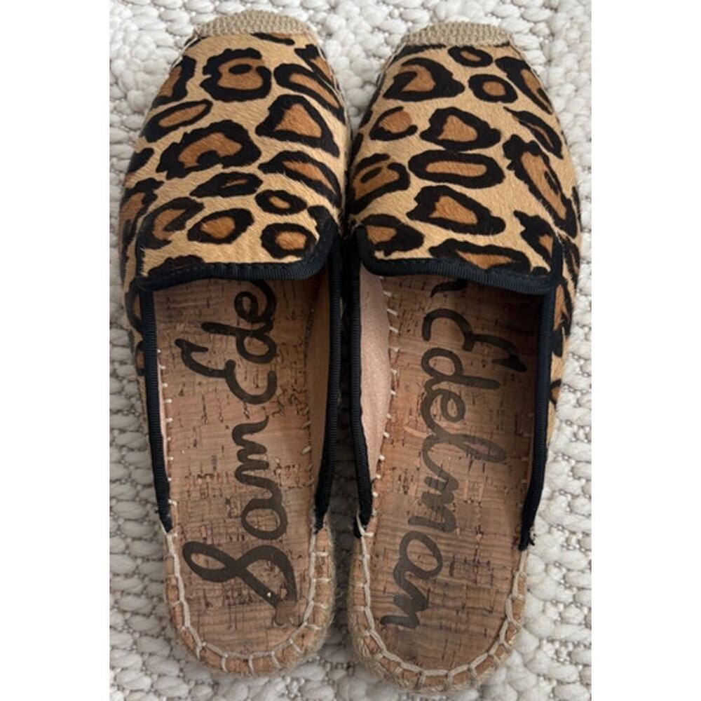 Womens Sam Edelman Kerry Leopard Calf Hair Espadrille Mule Size 8 - Picture 4 of 6